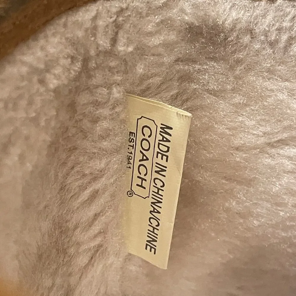 Coach Tulip Tullip Boots 8.5 | Honey Tan Suede Leather Fur, Signature C Embossed